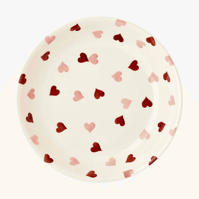Pink Hearts Pasta Bowl, Cream