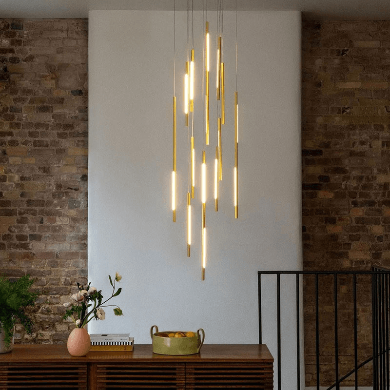 Saber Led 12 Light Cluster Pendant Chandelier, Gold