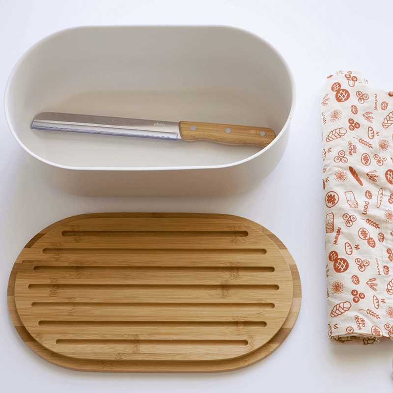 4-In-1 Bread Box with Bamboo Lid, Natural