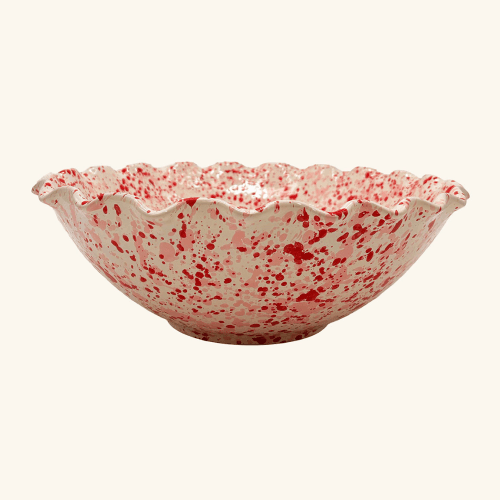 Image showing the Italian Splatterware Wavy Bowl, D34cm, Strawberry product.