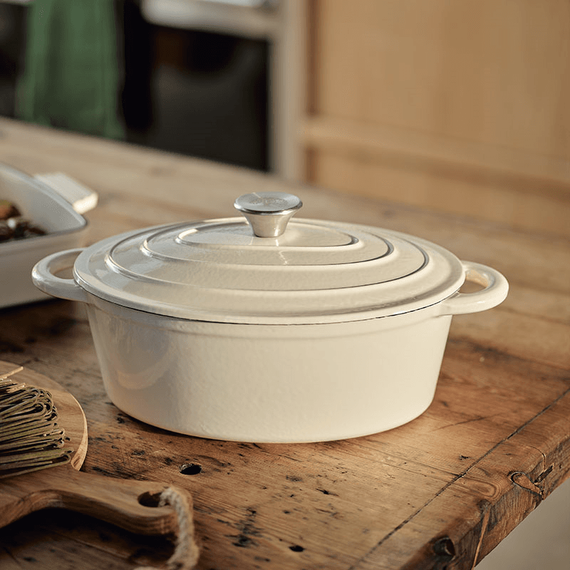 Cast Iron Oval Casserole, Cream
