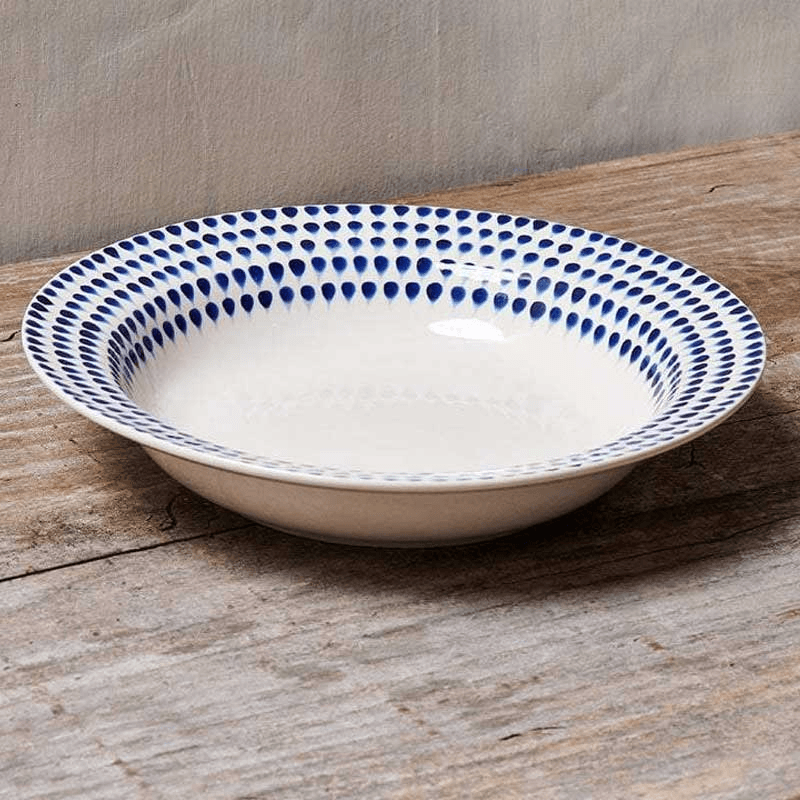 Indigo Drop Pasta Bowl, Cream & Blue