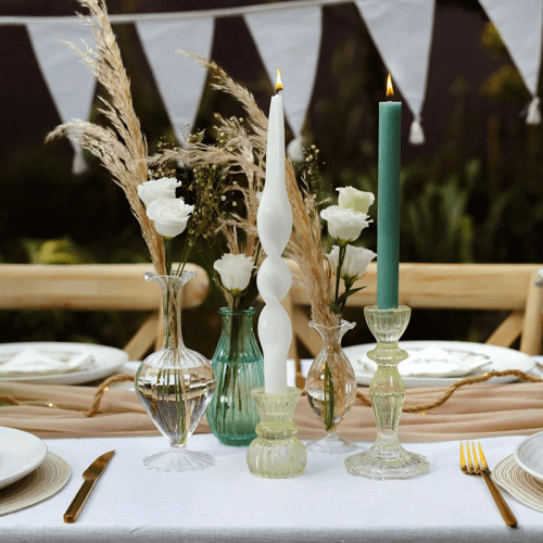 Image showing the Boho Glass Candle Holder, Green product.