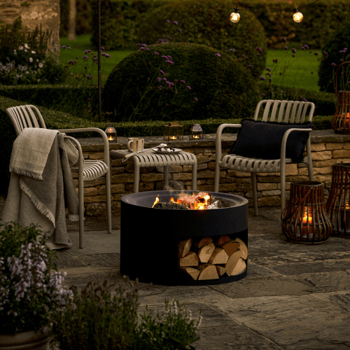 Image showing the Sarsden Round Fire Pit & Log Store, Steel product.