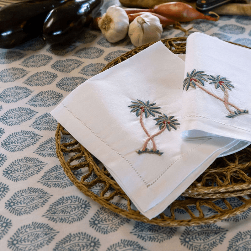 Palm Set of 4 Napkins, White