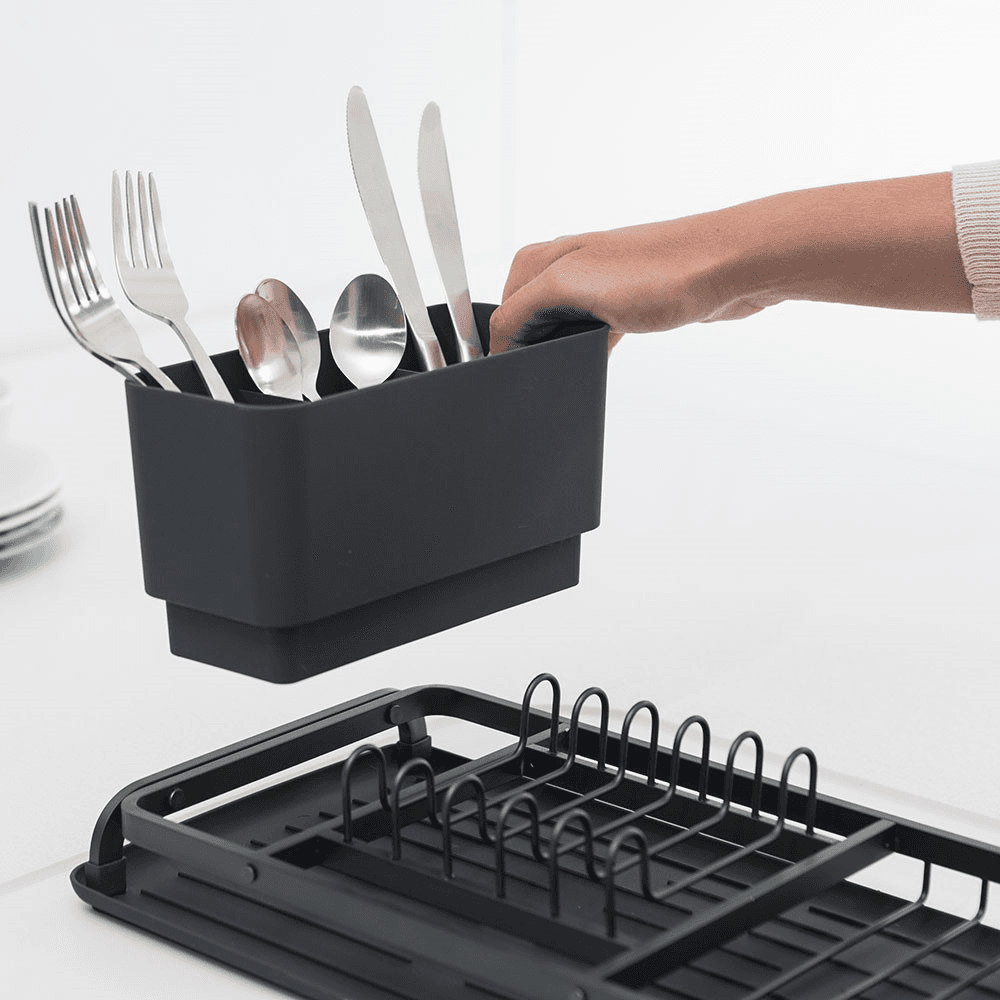 Compact Dish Drying Rack, Dark Grey