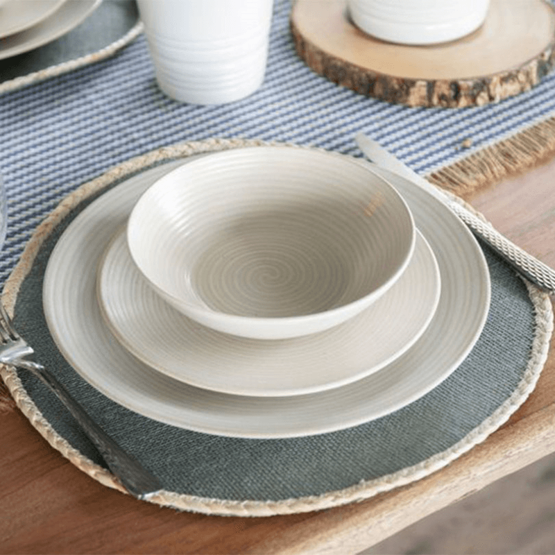 Jute Set of 4 Round Placemats, Grey