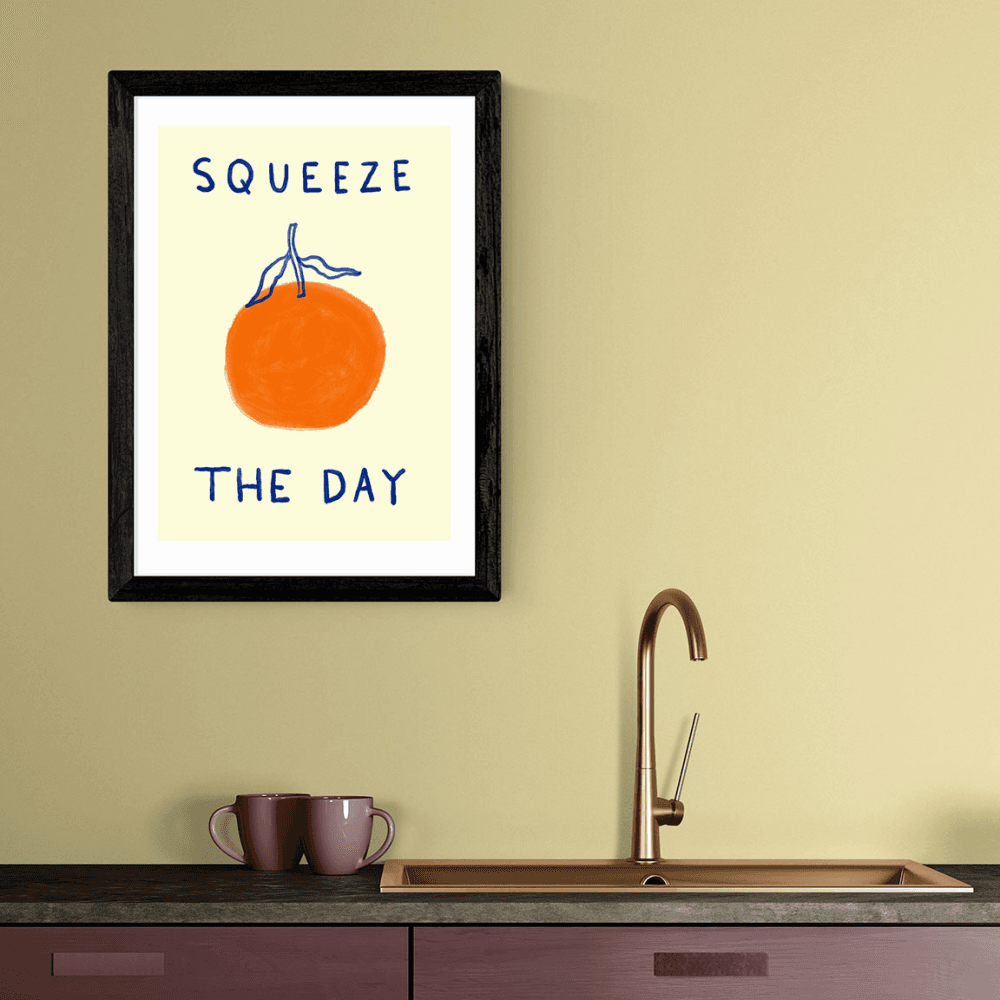 She Snacks and Paints Squeeze The Day Orange Print, Black