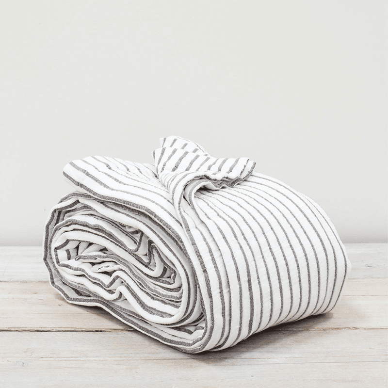 Hikari Striped Throw, Grey & White