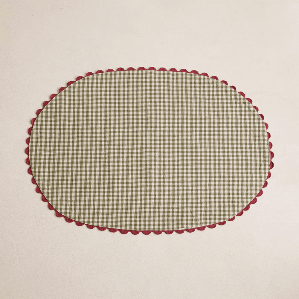 Munro Set of 4 Checked Placemats, Olive