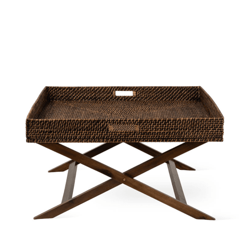 Image showing the Wittering Rattan Coffee Table With Stand, Antique Brown product.