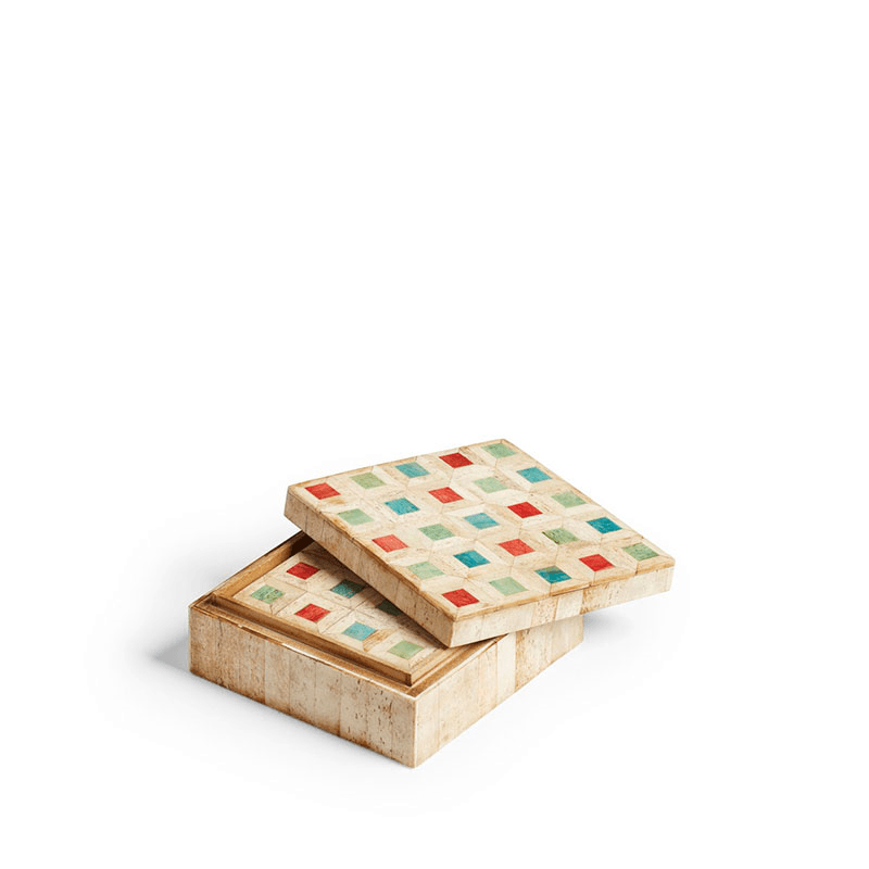 Rangoli Set of Four Tile Coasters with Box, Multi