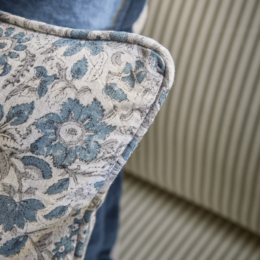 Isha Hand Block Printed Cushion Cover, Blue