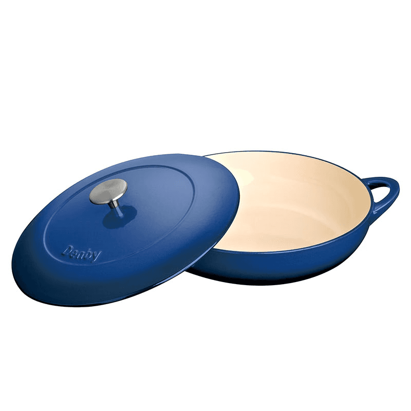 Cast Iron Shallow Casserole Dish, Cobalt Blue