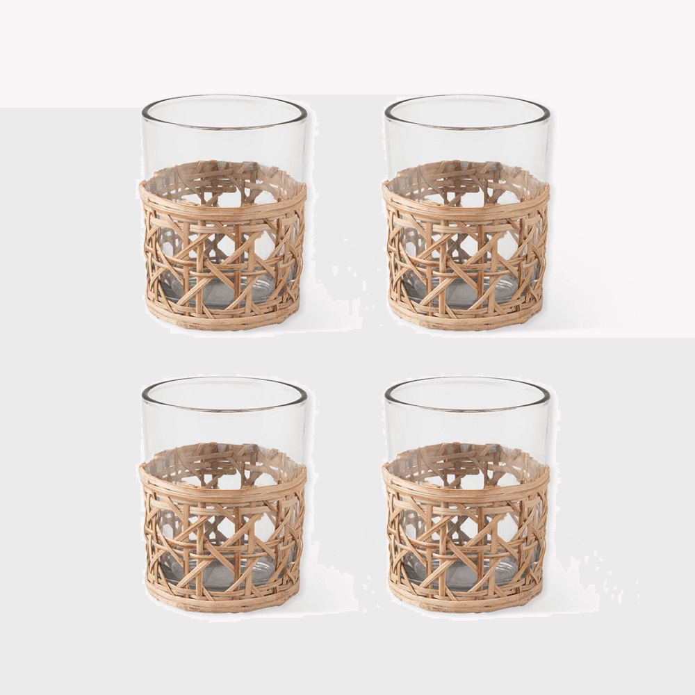 Leafield Woven Set of 4 Tumblers , Clear
