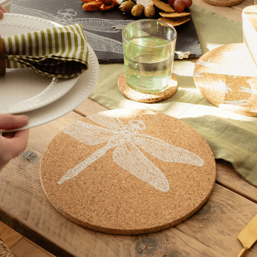 Image showing the Dragonfly Set of 4 Coasters & Placemats Set, Natural product.