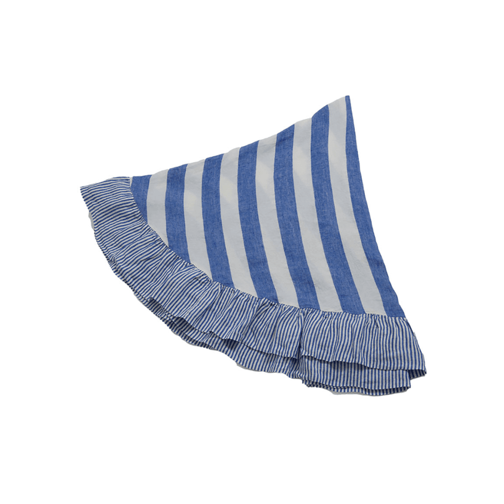 Cora Stripe Round Tablecloth, Cobalt