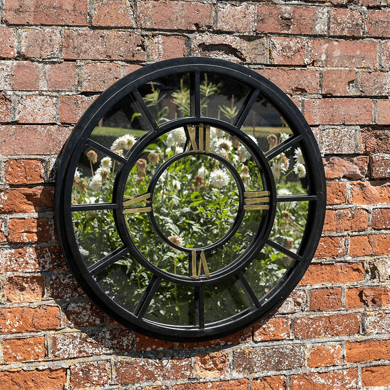 Outdoor Clock Mirror, Black