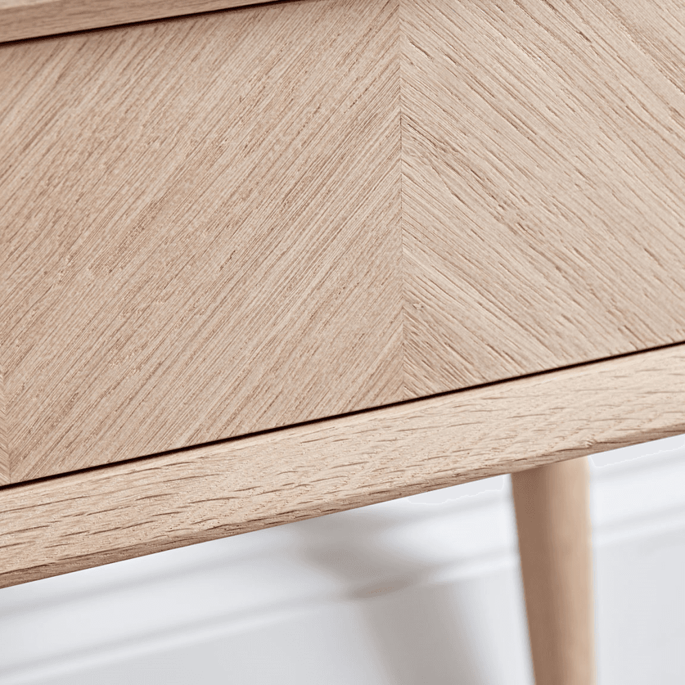 Chevron Oak Bedside Table, Natural