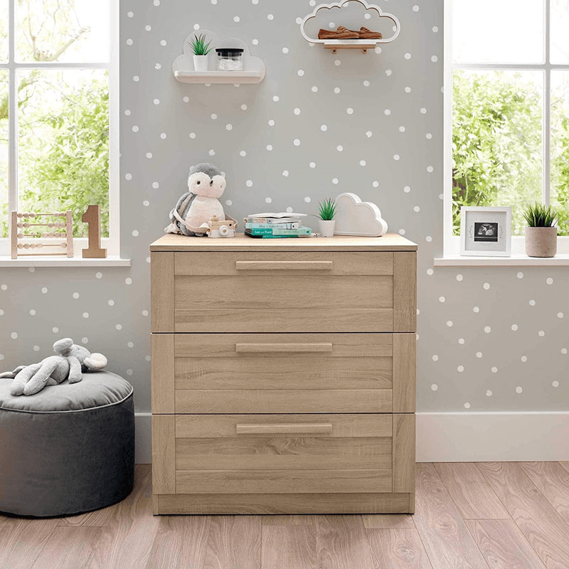Atlas 3 Piece Nursery Furniture Set (excl. Mattress), Light Oak