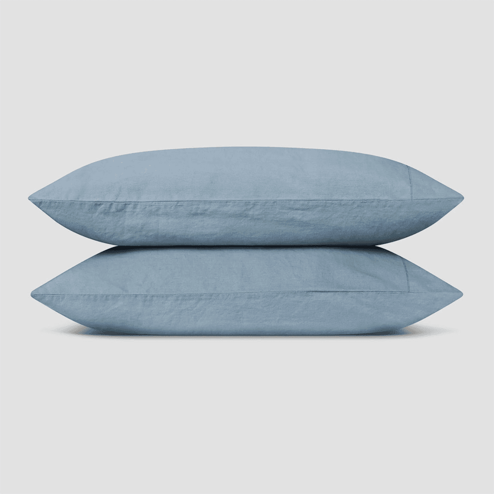 Linen Blend Pair of Pillowcases, Dusk Blue