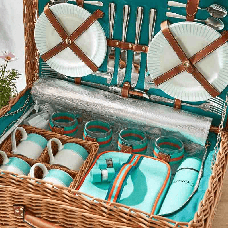 Fortnum's Stripe Picnic Hamper, Eau De Nil