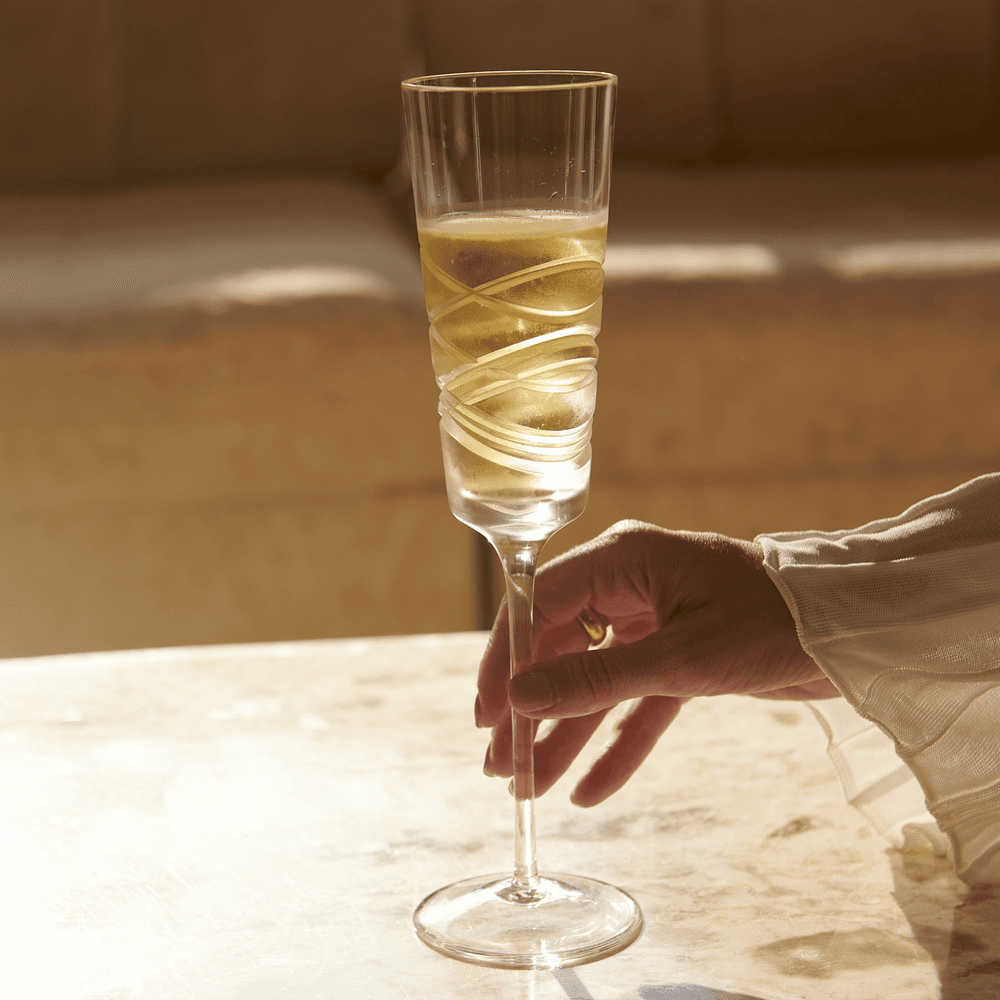 Aran Set of 2 Champagne Flutes, Clear