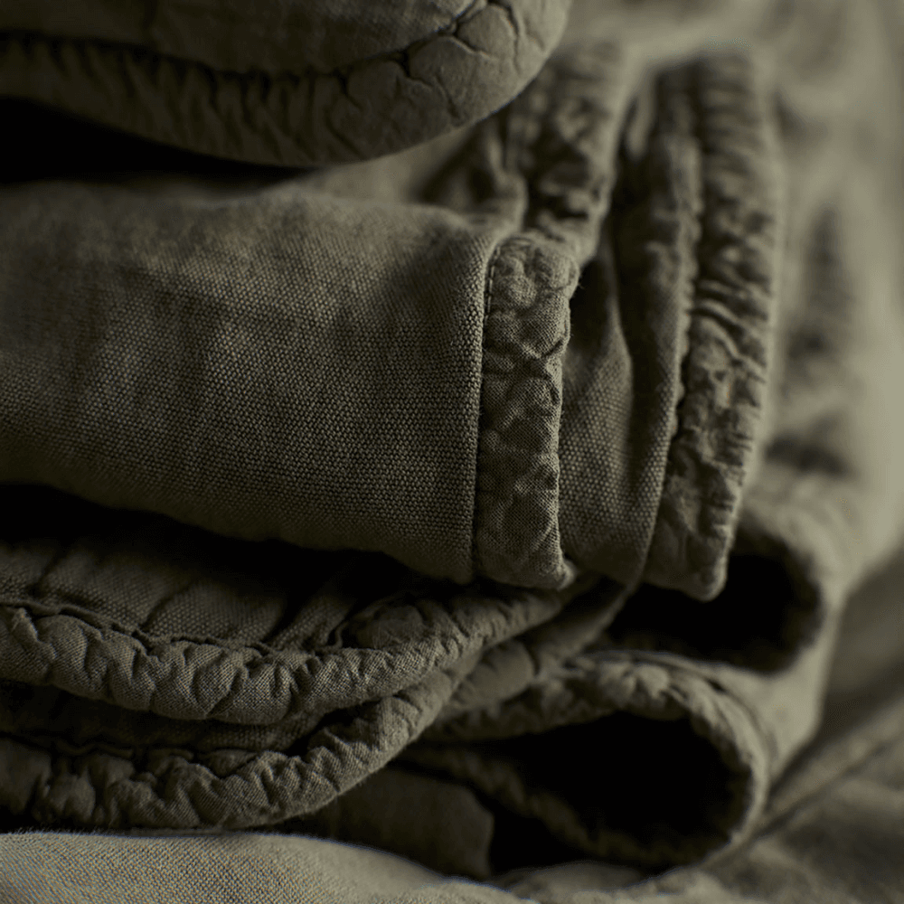 Finn Quilted Throw, Olive Green