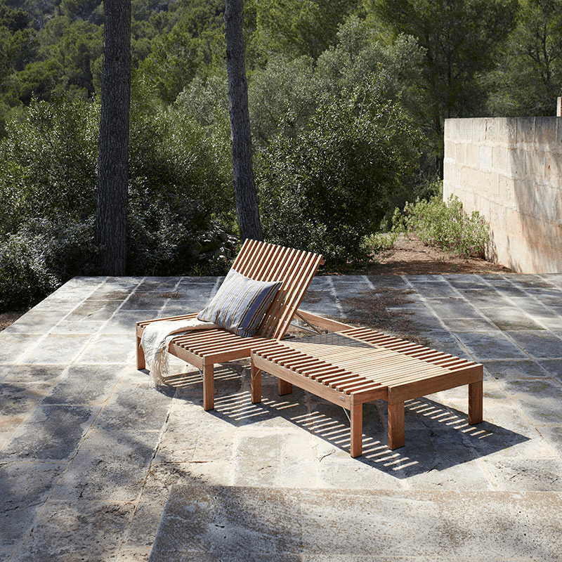Riviera Lounger with table, Beige/Natural