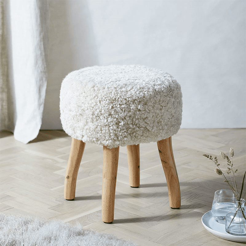 Sheepskin Stool, Pearl