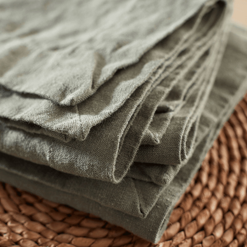 Linen Set of 4 Napkins, Olive
