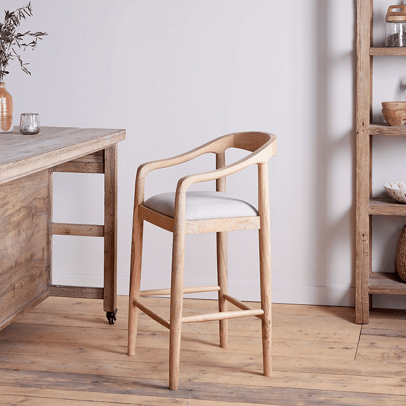 Anbu Mango Wood Counter Chair, Natural