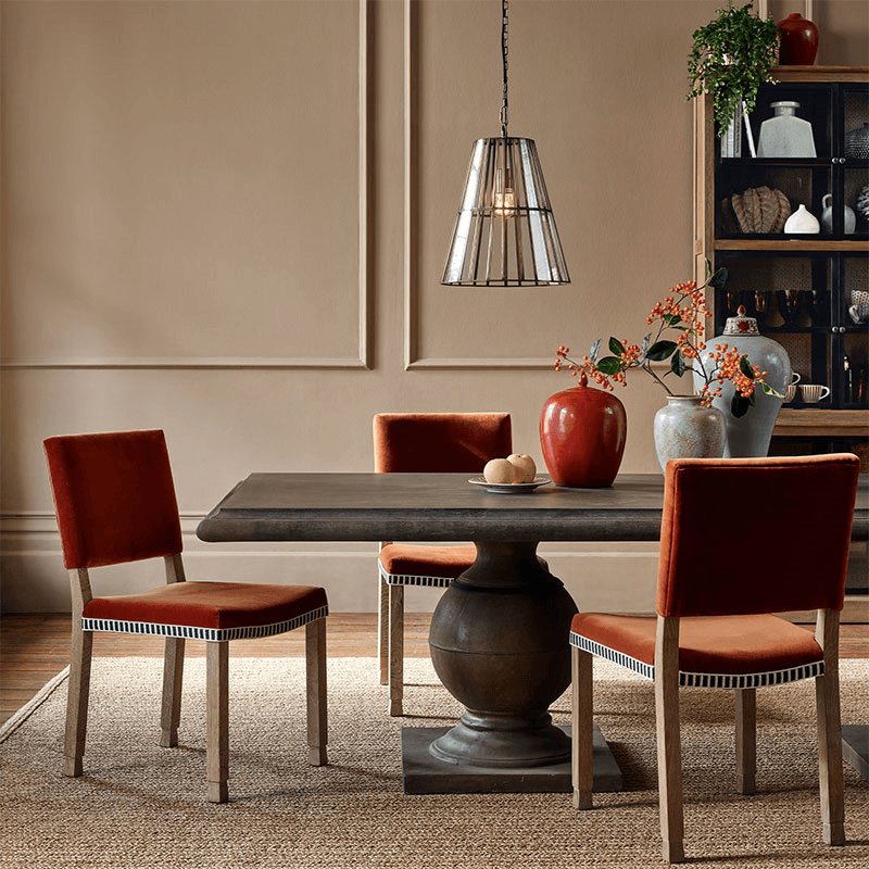 Abbey Velvet Dining Chair, Dirty Orange