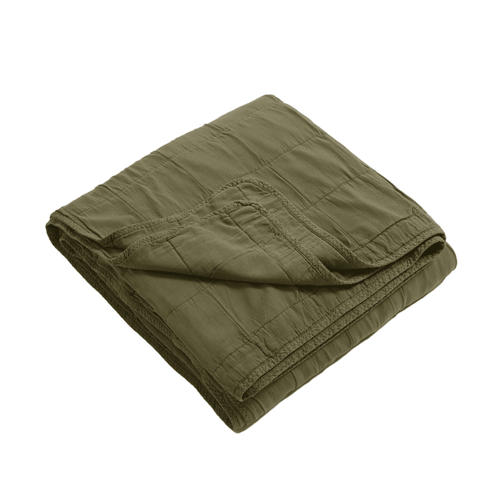 Finn Quilted Throw, Olive Green