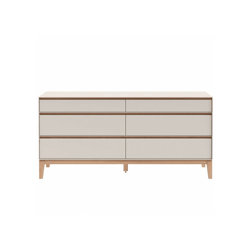 Lars Wide Six Drawer Dresser, Cashmere and Oak