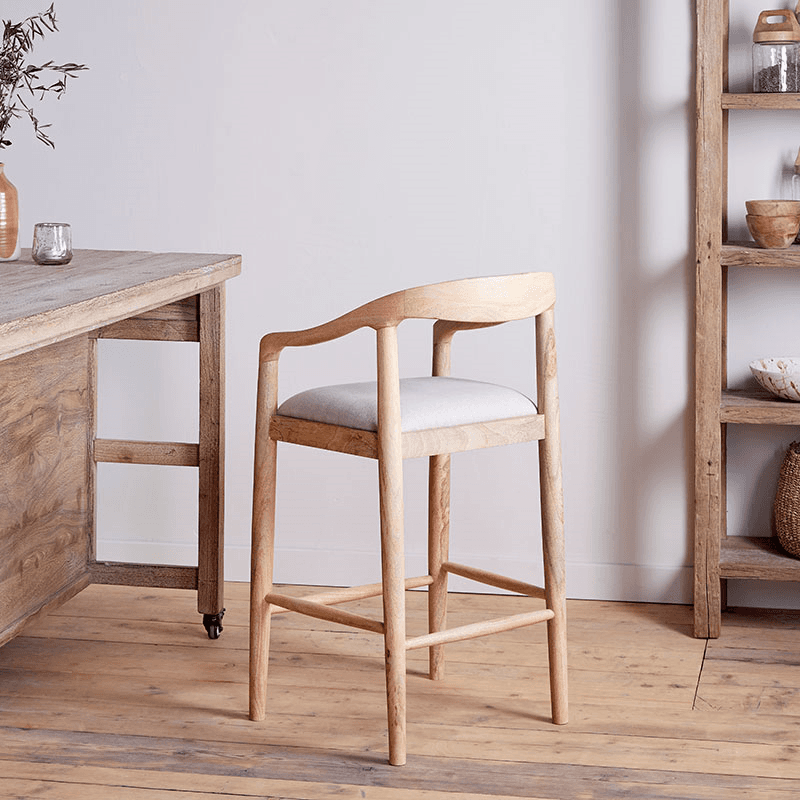 Anbu Mango Wood Counter Chair, Natural