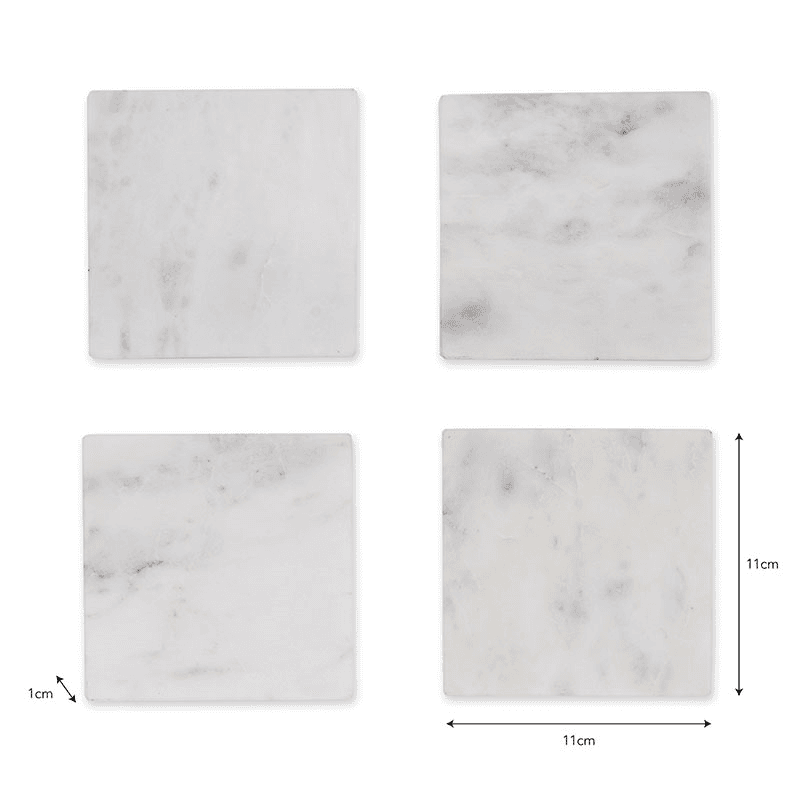 Marble Set of 4 Coasters, White