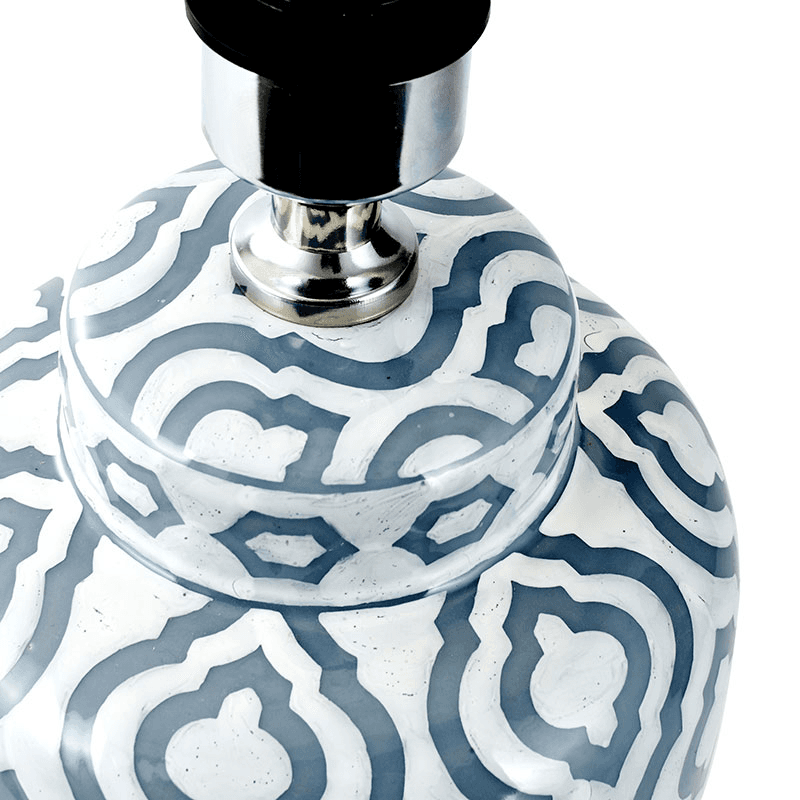 Ceiia Table Lamp with Linen Drum Shade, Grey & White
