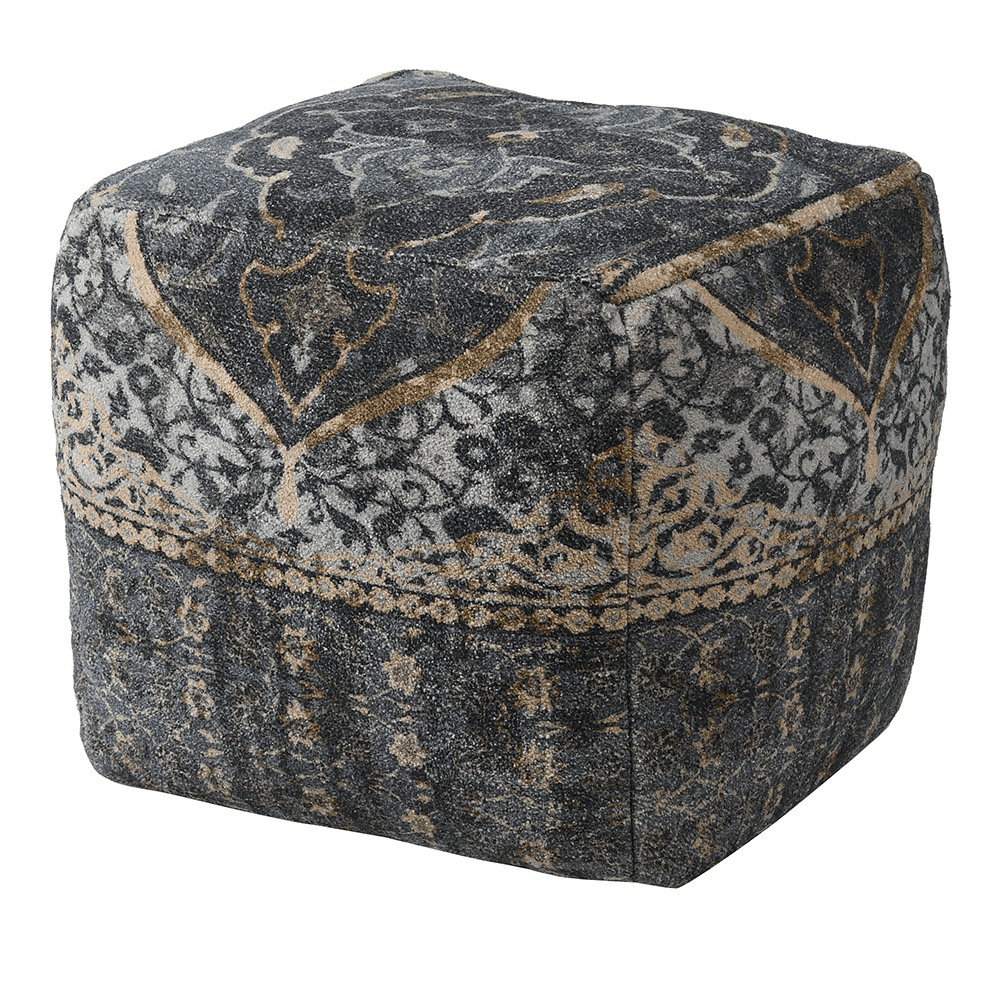 Handlooomed Patterned Pouffe, Blue