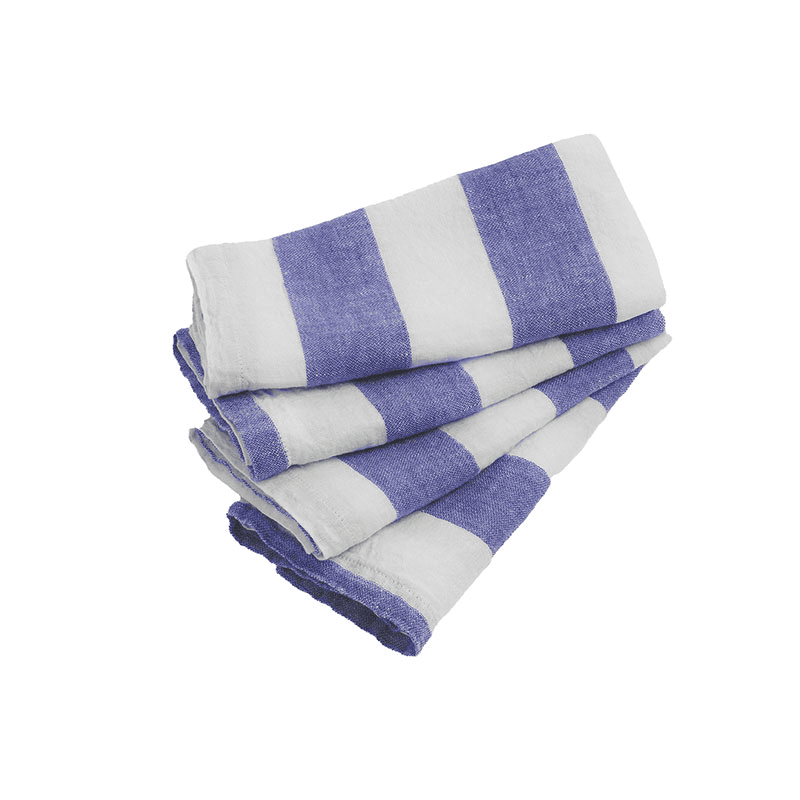 Cora Wide Stripe Set of 4 Napkins, Blue