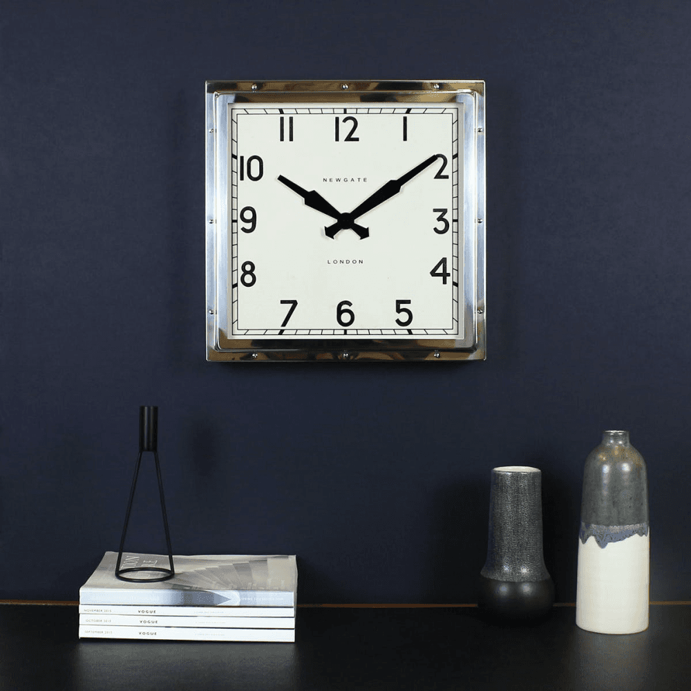 Quad Wall Clock, Polished Chrome Steel