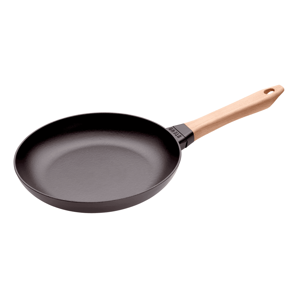 Frying pan with wooden handle, Black