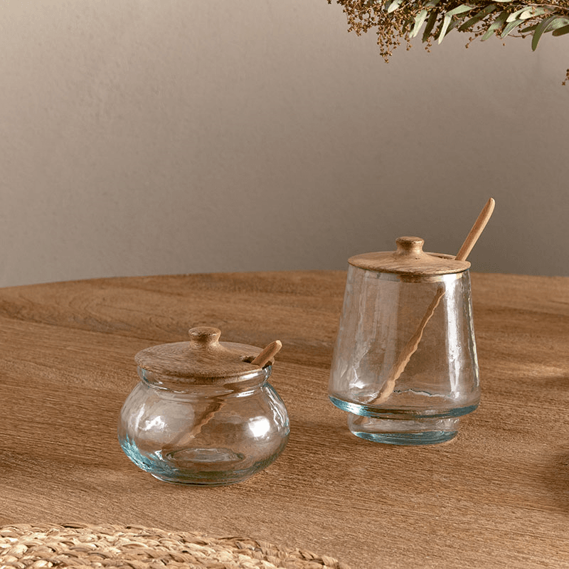 Kali Round Storage Jar, Natural & Clear