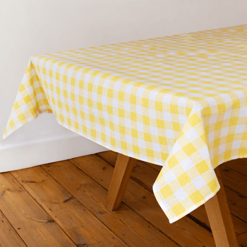 Image showing the Bon appetit Gingham Fabric Tablecloth, Yellow product.