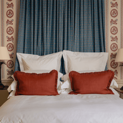 Image showing the Estelle Pleated Linen Cushion, Saffron product.