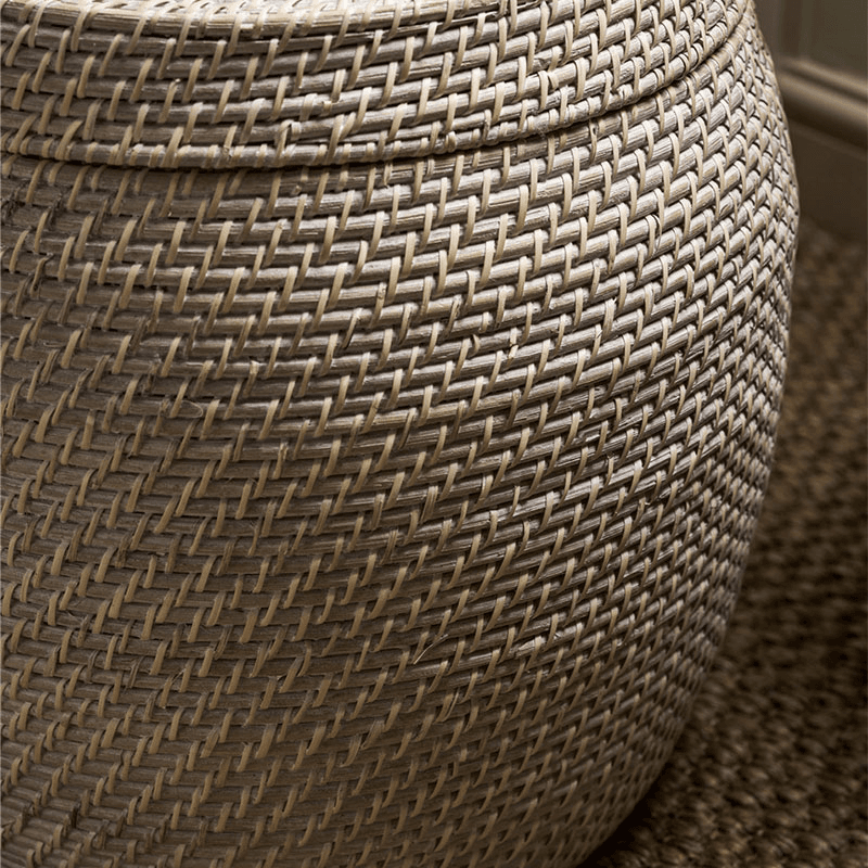 Wittering Rattan Side Table With Removable Lid, White