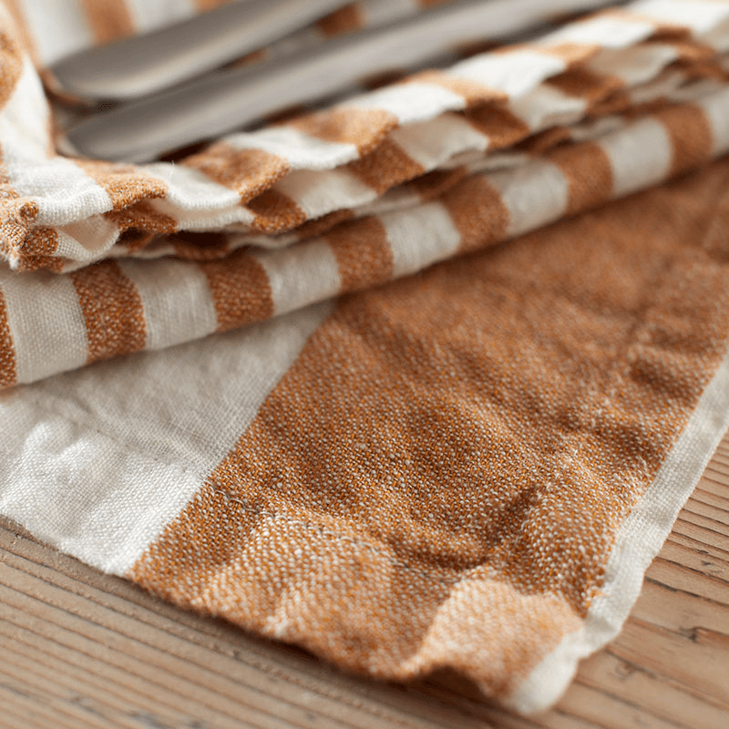 Cora Wide Stripe Set of 2 Placemats, Amber