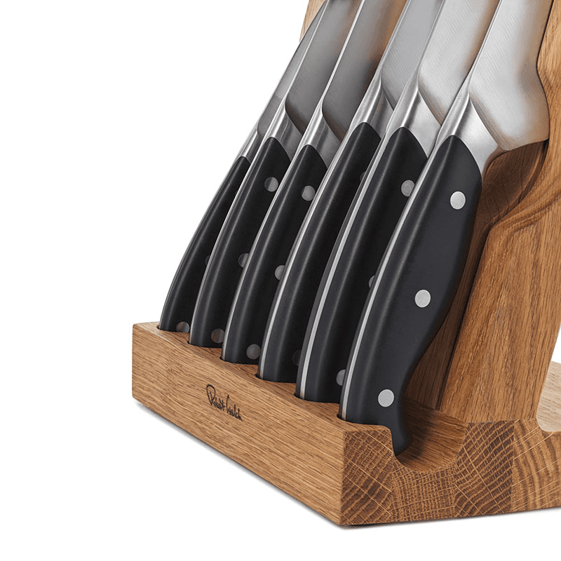 Professional Angle 7 Piece Oak Knife Block Set, Oak