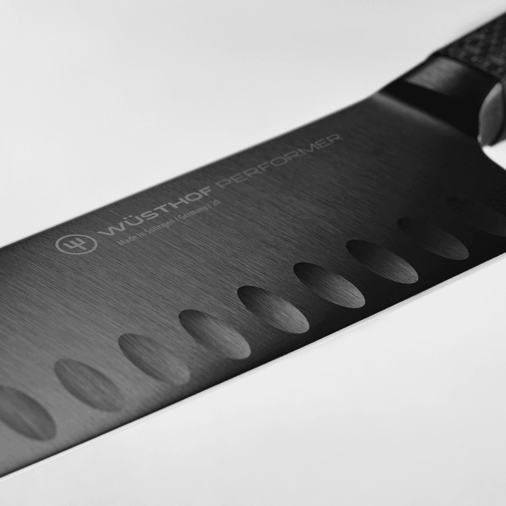 Performer Santoku with Hollow Edge, Black