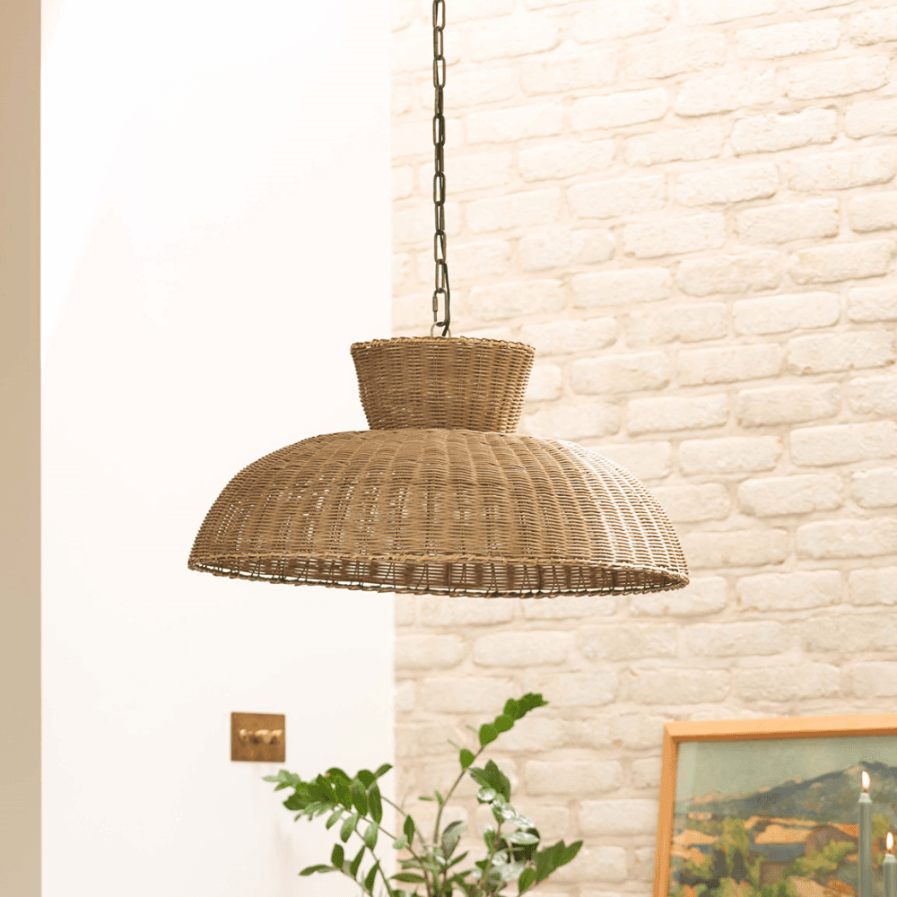 Round Rattan Ceiling Light, Natural